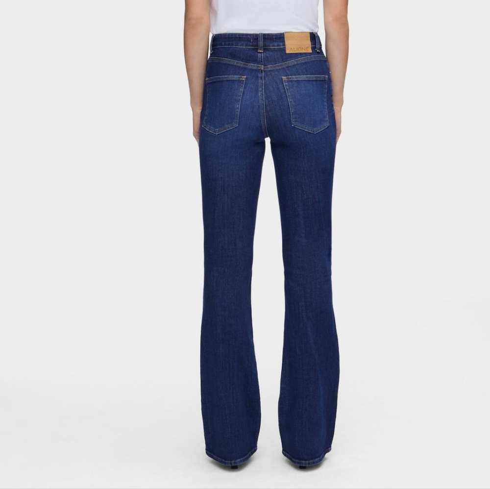 Aligne Denim Slim Flare Ocean Blue Jeans 26 NWT Dark Wash - Picture 2 of 12